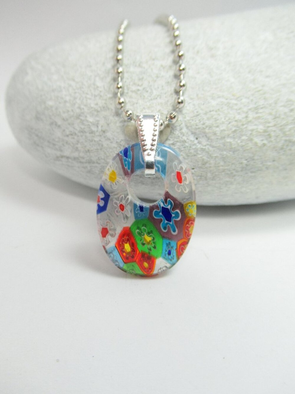 Multi colored millefiori pendant